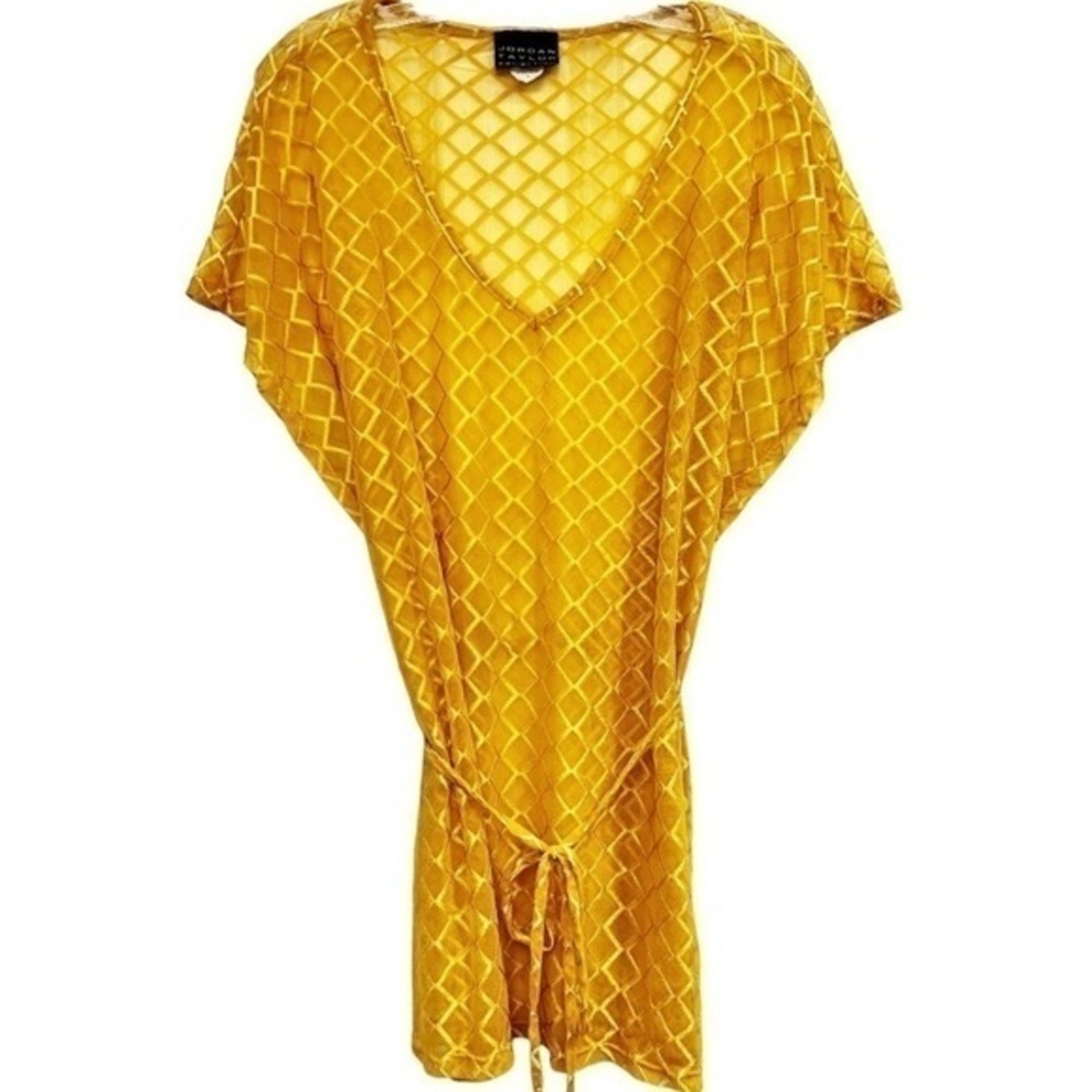 JORDAN TAYLOR COLLECTION | Sheer Mustard Colored Tie Back Beach Coverup